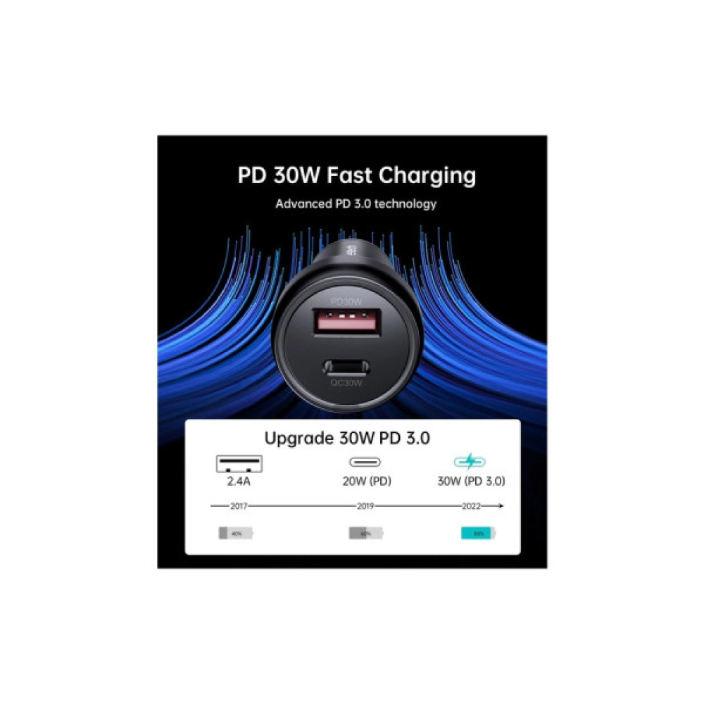 Зарядний пристрій Choetech USB-C+USB-A 60W QC3.0/PD/PPS black (TC0014-BK)