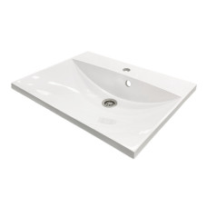 Раковина, умивальник Adamant Emil, штучний камінь, прямокут., з отвором для змішувача, з отвором для переливу, 595х455х138мм, накладний, білий