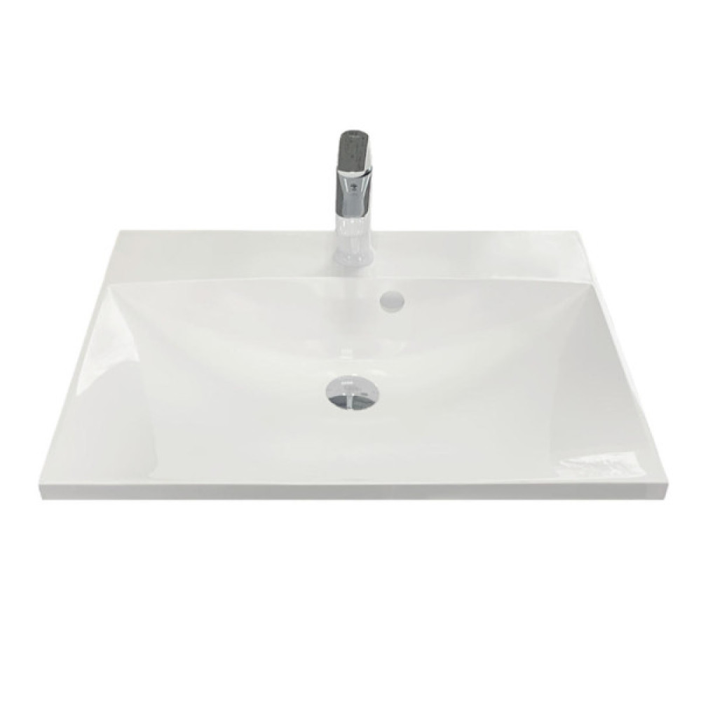 Раковина, умивальник Adamant Emil, штучний камінь, прямокут., з отвором для змішувача, з отвором для переливу, 595х455х138мм, накладний, білий