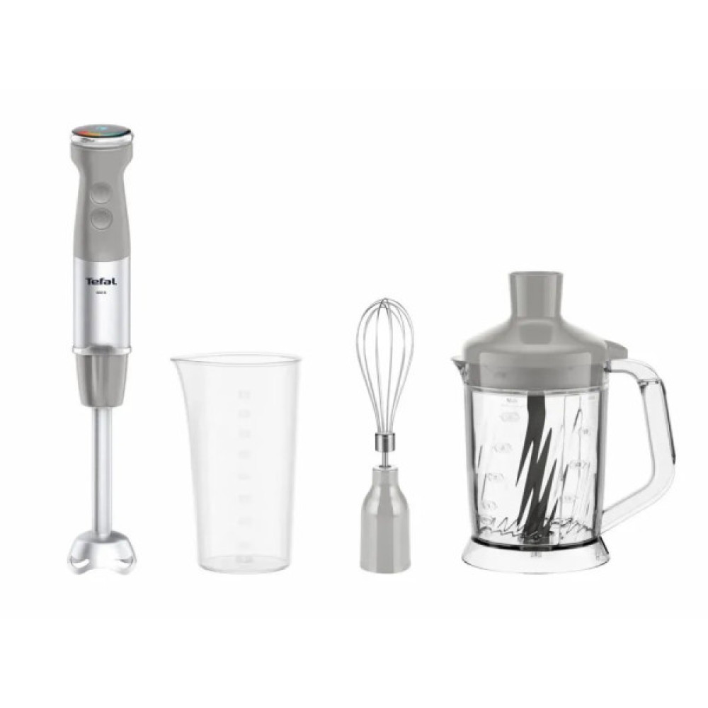 Блендер Tefal заглибний Quickchef+ 1000Вт, 3в1, чаша-800мл, чопер-1000мл, турборежим, сріблясто-сірий