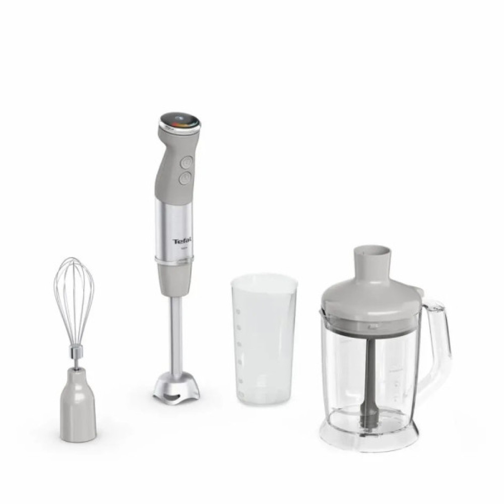 Блендер Tefal заглибний Quickchef+ 1000Вт, 3в1, чаша-800мл, чопер-1000мл, турборежим, сріблясто-сірий