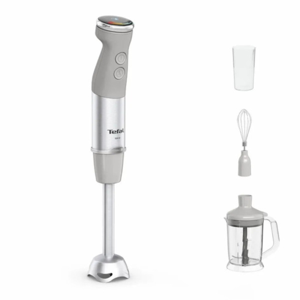 Блендер Tefal заглибний Quickchef+ 1000Вт, 3в1, чаша-800мл, чопер-1000мл, турборежим, сріблясто-сірий