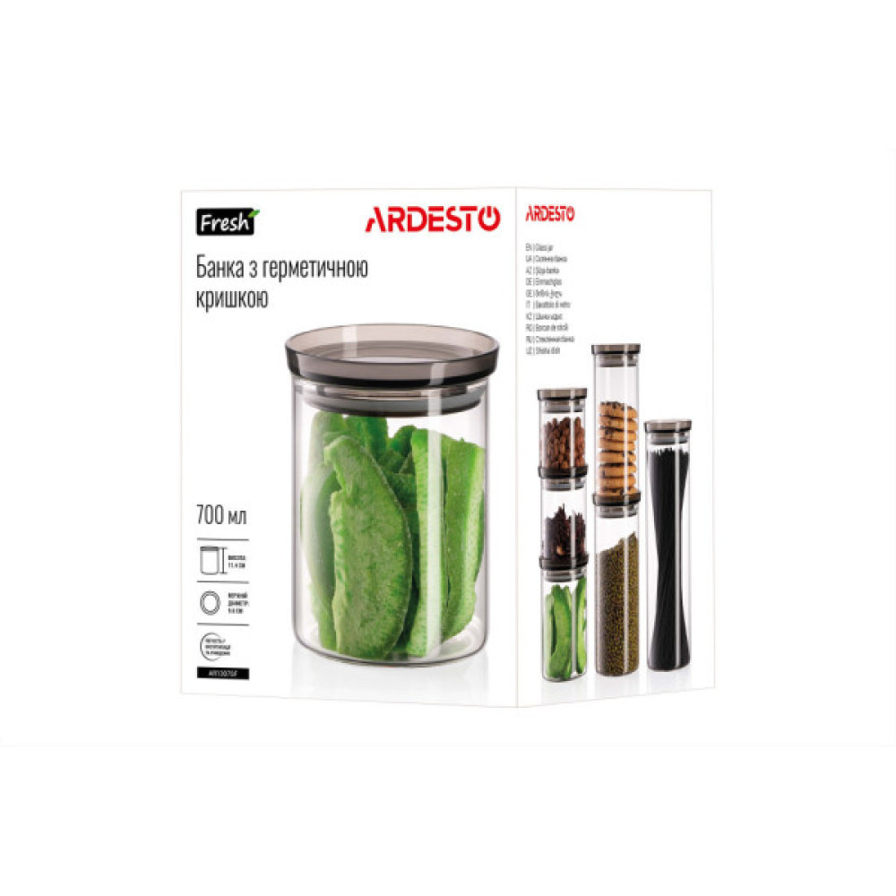 Ємність для сипучих продуктів Ardesto Fresh скло, пластик 700 мл (AR1307SF)