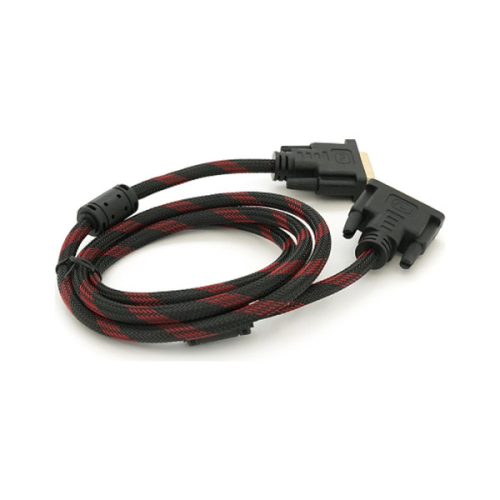 Кабель мультимедійний DVI M to DVI M 1.5m 24+1pin black/red Merlion (YT-DVI(M)/(M)NY/RD-1.5m)
