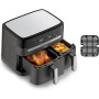 Мультипіч Tefal Dual EasyFry&Grill AirFryer, 2700Вт, чаша-5.2+3.1л, сенсорне керув., 2 чаши, гриль, пластик, чорний