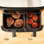 Мультипіч Tefal Dual EasyFry&Grill AirFryer, 2700Вт, чаша-5.2+3.1л, сенсорне керув., 2 чаши, гриль, пластик, чорний
