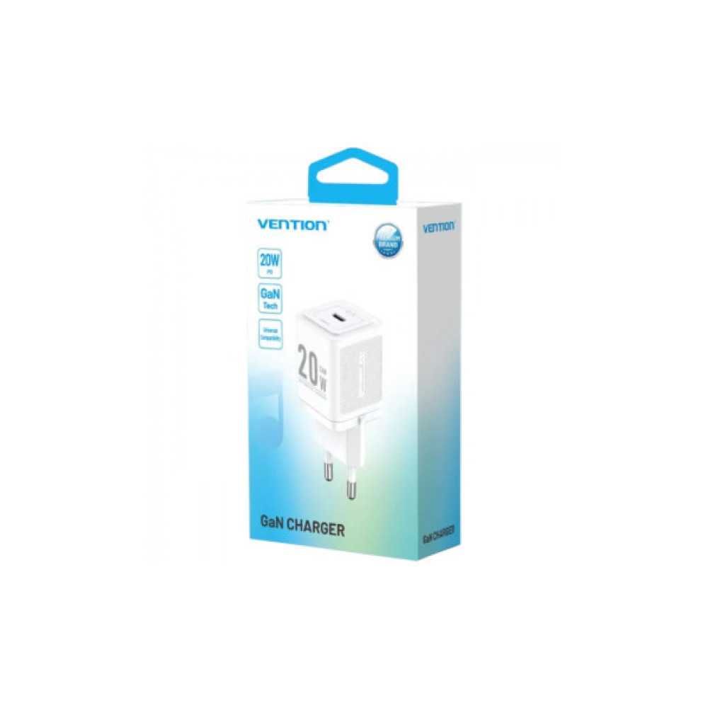Зарядний пристрій Vention USB-C PD20W GaN white (FEPW0-EU)