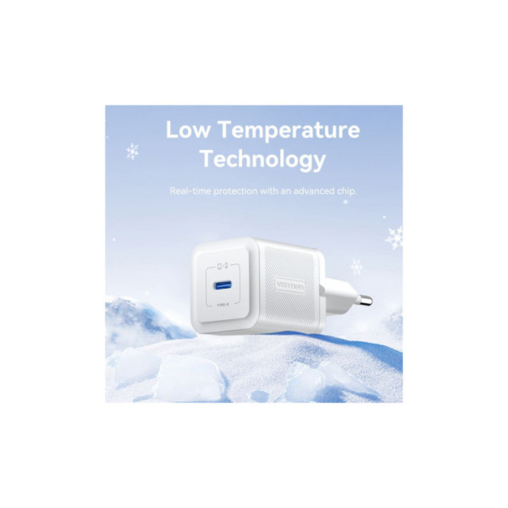 Зарядний пристрій Vention USB-C PD20W GaN white (FEPW0-EU)