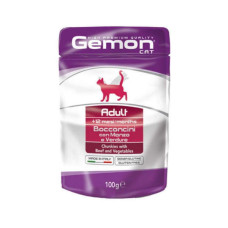 Вологий корм для кішок Gemon Cat Wet Adult яловичина з овочами 100 г (8009470300919)