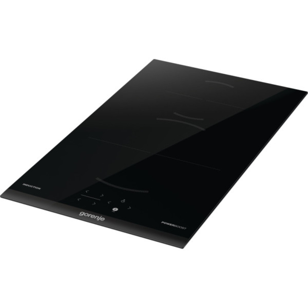 Варильна поверхня Gorenje індукційна, 30см, Доміно, PowerBoost, TouchControl, поєднання конфорок, чорний