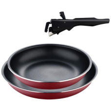Набір сковорідок Bergner Click & cook, зі знімною ручкою, 22/26 см, червоний (BG-31605-RD)