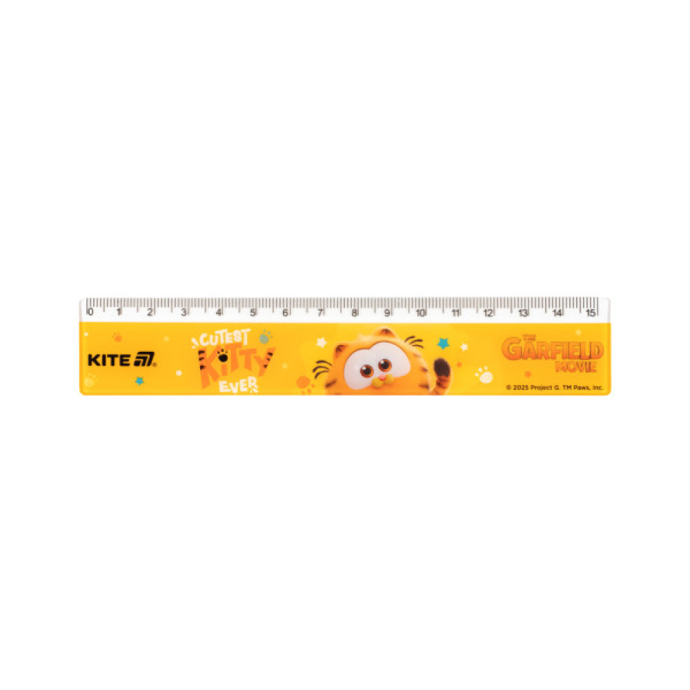 Лінійка Kite Garfield, 15 см (GF25-090)