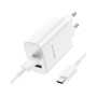 Зарядний пристрій BOROFONE BN10 Sunlight 1xUSB-C PD65W + 1xUSB-A + cable USB-C to USB-C White (6974443388206) Зарядний пристрій BOROFONE BN10 Sunlight 1xUSB-C PD65W + 1xUSB-A + cable USB-C to USB-C White (6974443388206)