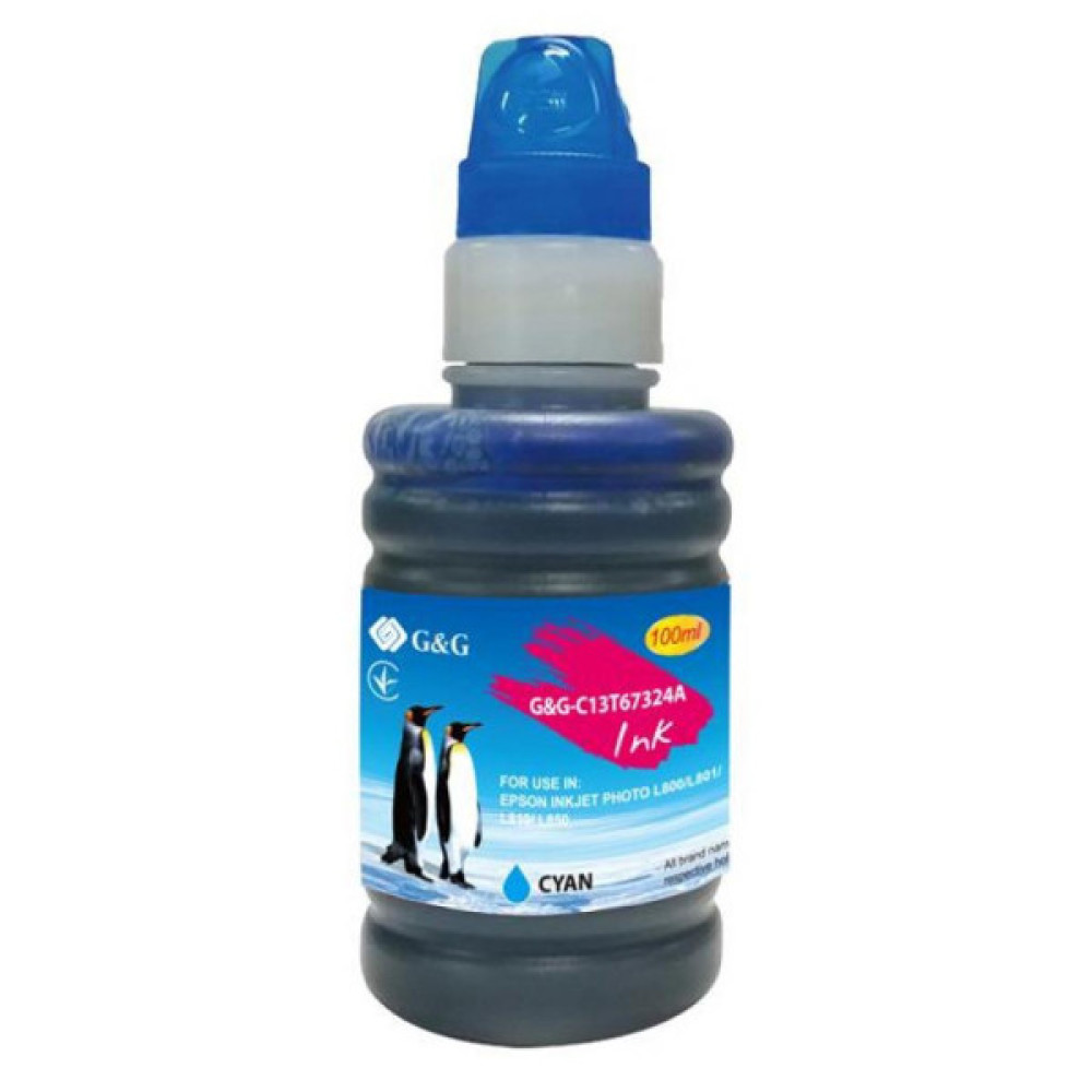 Чорнило G&G Epson L800 cyan, контейнер 100мл (G&G-C13T67324A) Чорнило G&G Epson L800 cyan, контейнер 100мл (G&G-C13T67324A)