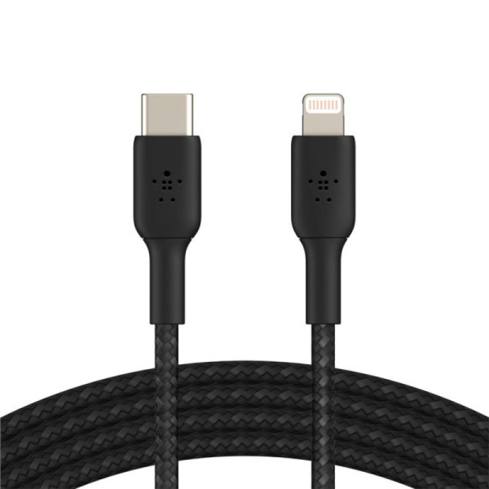 Кабель USB-C > Lightning заряджання/синхронізації Belkin 1м, 30Вт, Type-C, плетений, чорний
