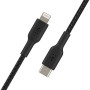 Кабель USB-C > Lightning заряджання/синхронізації Belkin 1м, 30Вт, Type-C, плетений, чорний