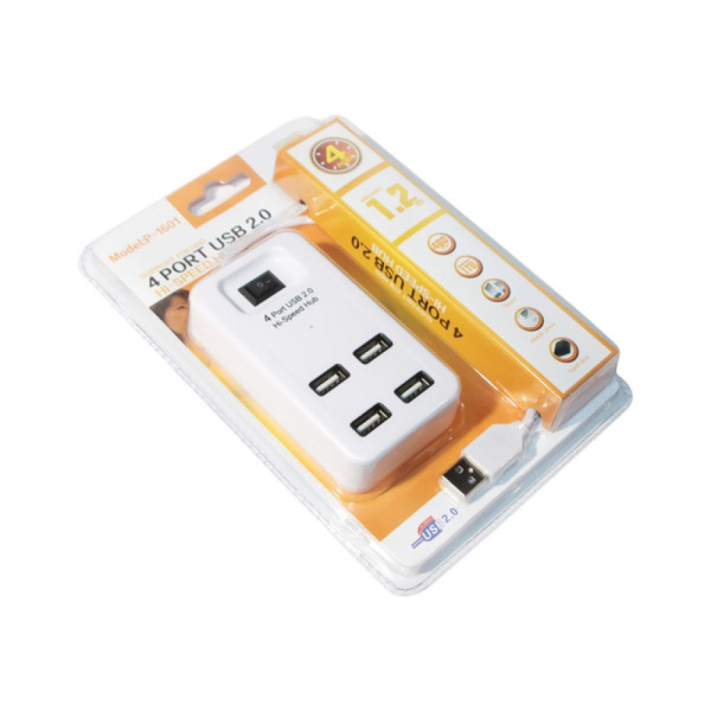 Концентратор Voltronic USB 2.0 to 4xUSB with power switch white (YT-HWS4-W)