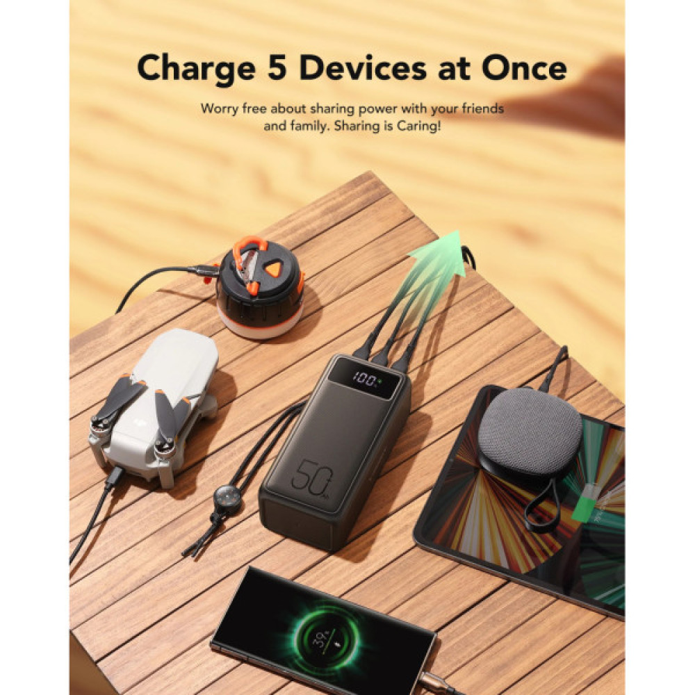 Батарея універсальна VEGER 56000mAh W5001C Tank 100W, PD, QC, Black (6970453555454)