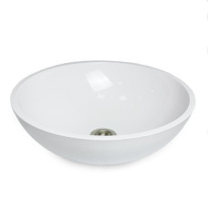 Раковина, умивальник Adamant KREIS, штучний камінь, кругла, без отвору для змішувача та переливу, 420х150мм, накладний, білий