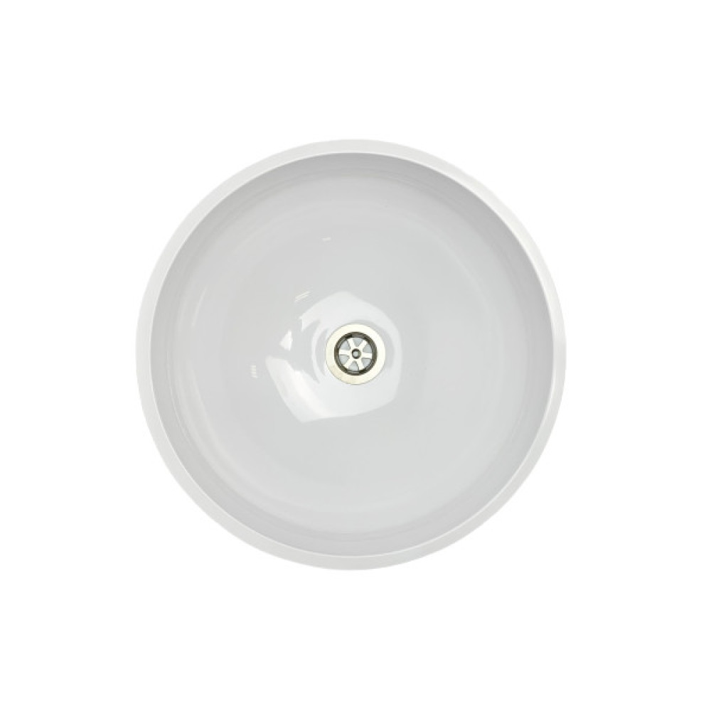 Раковина, умивальник Adamant KREIS, штучний камінь, кругла, без отвору для змішувача та переливу, 420х150мм, накладний, білий