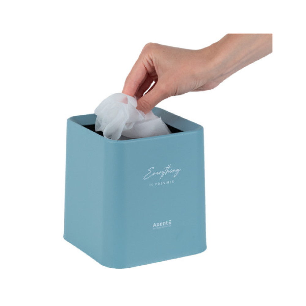 Кошик для паперів Axent Настільний контейнер для сміття, квадратний, блакитний (2132-07-A)