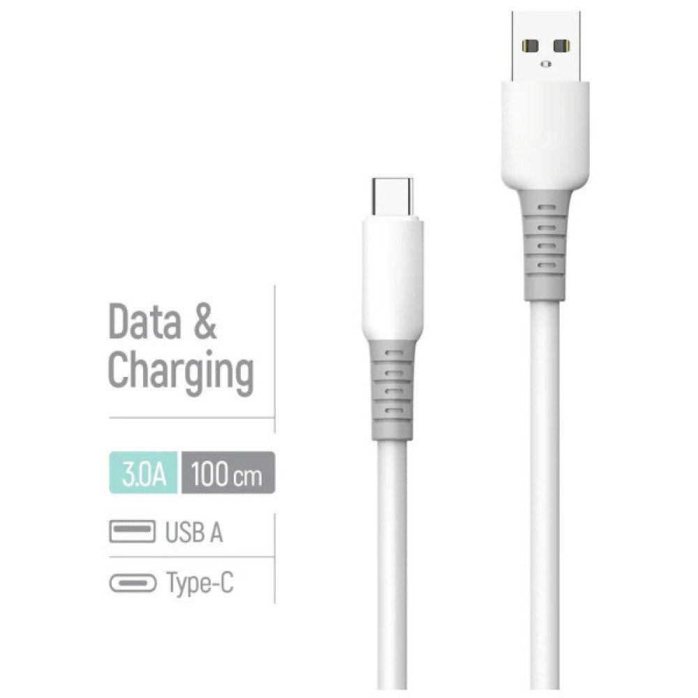 Дата кабель USB 2.0 AM to USB-C 1.0m 3A liquid silicone white ColorWay (CW-CBUC093-WT)