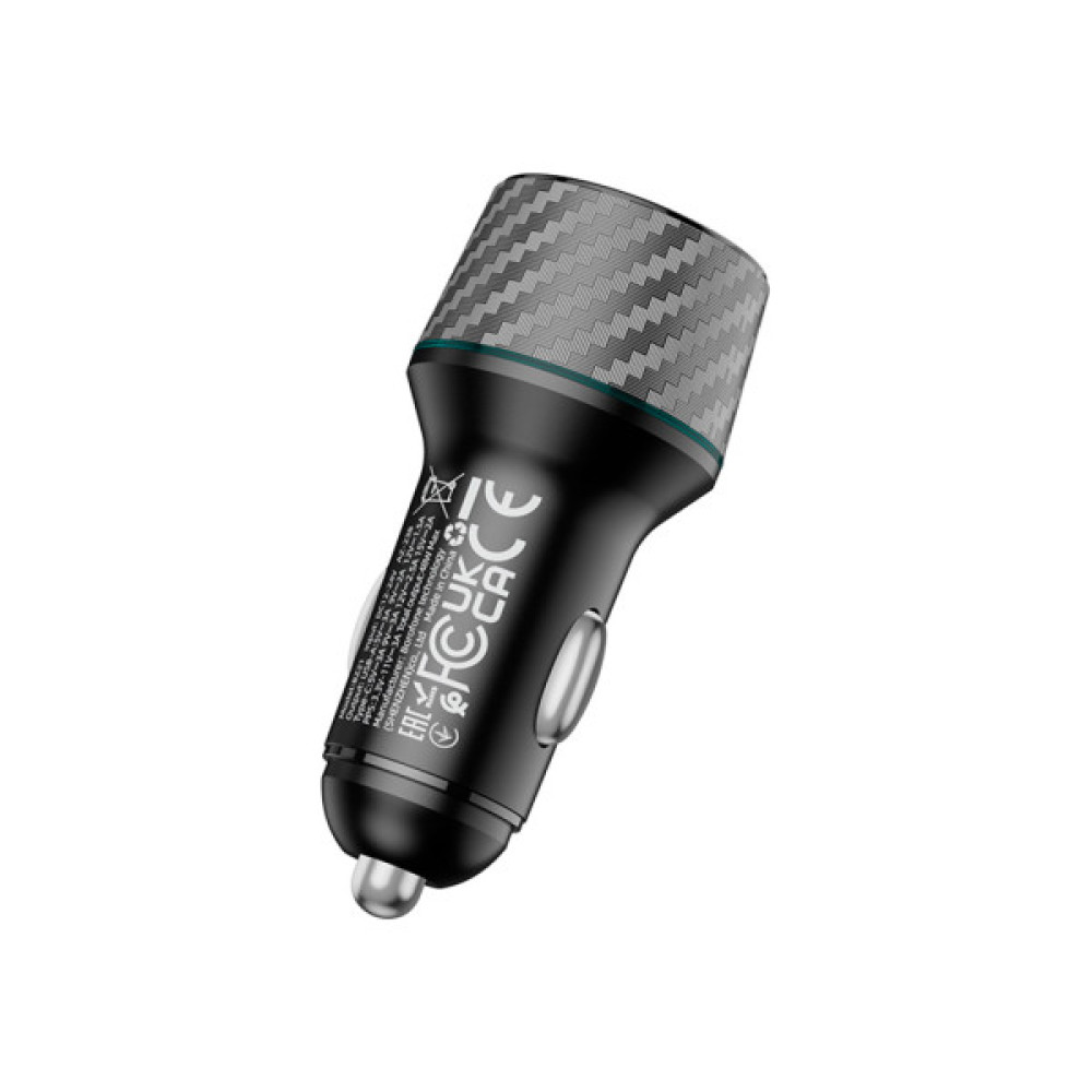 Зарядний пристрій BOROFONE 1xUSB-C PD30W + 1xUSB QC3.0 48W car adapter black (6941991101175)