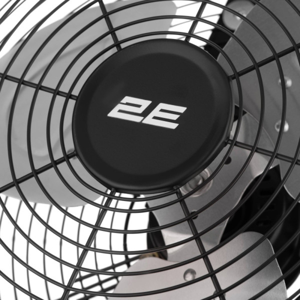 Вентилятор підлоговий 2E PowerWind 30A професійний, 30см, 60Вт, кнопки, двигун алюміній 100%, чорний