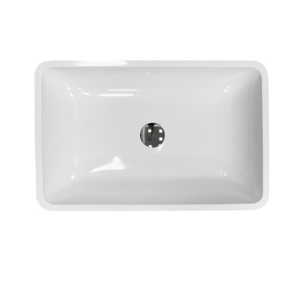 Раковина, умивальник Adamant LOWER, штучний камінь, прямокут., без отвору для змішувача та переливу, 560x360x100мм, накладний, білий