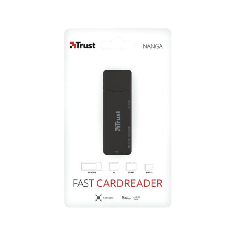 Кардрідер Trust Nanga USB-A 3.2 > SD/microSD/MS/MSPRO/ммC/M2, чорний