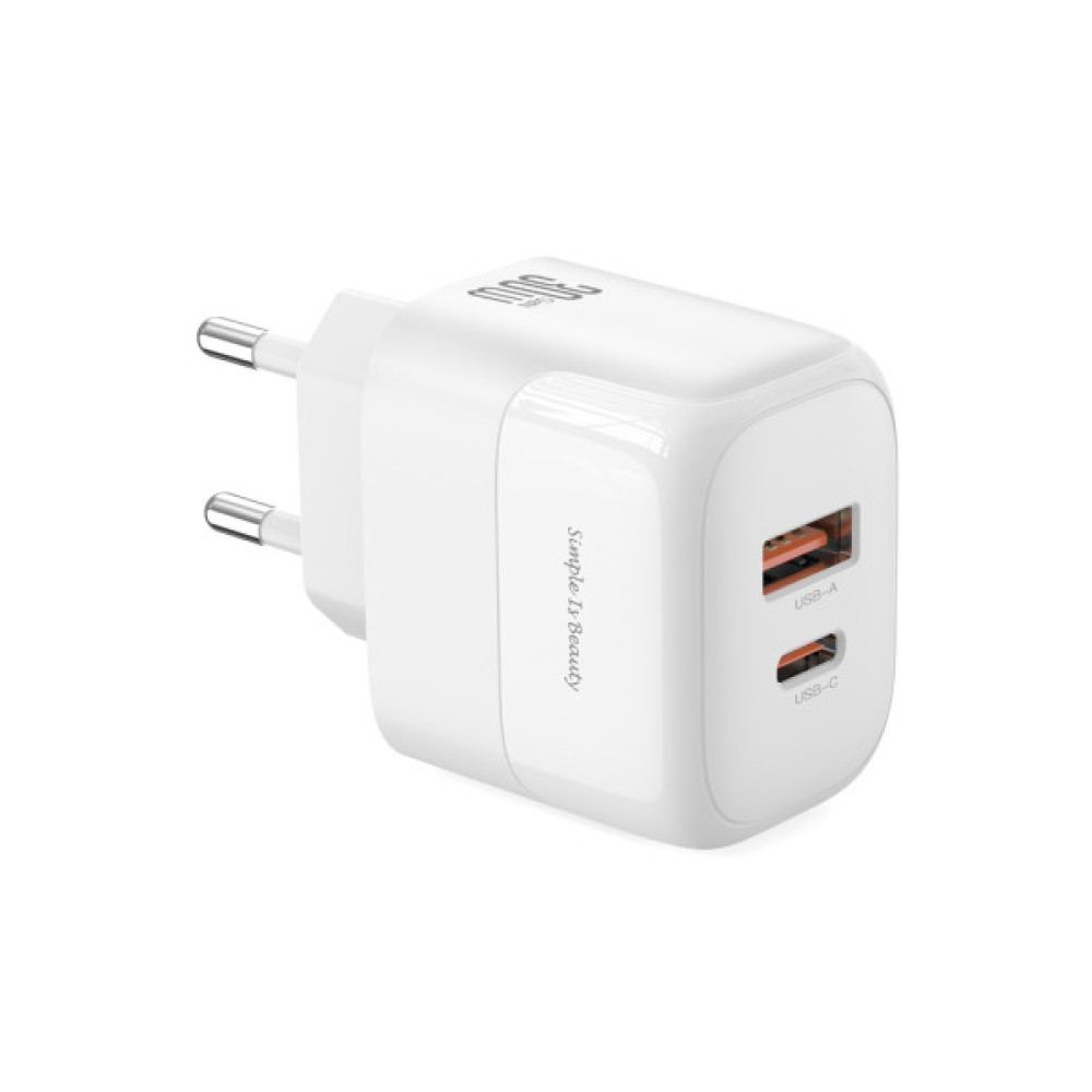 Зарядний пристрій XO L138 48W USB-C PD30W + USB-A QC18W White (L138_White)