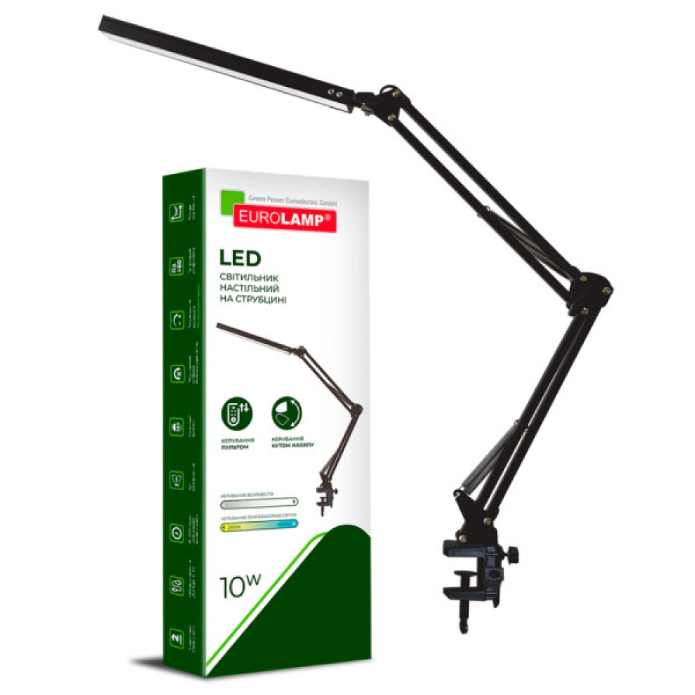 Настільна лампа Eurolamp LED 10W 400Lm 2800-6500K (black) на струбцине (LED-TLS-10W(black))