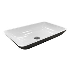 Раковина, умивальник Adamant LOWER, штучний камінь, прямокут., без отвору для змішувача та переливу, 560x360x100мм, накладний, чорно-білий
