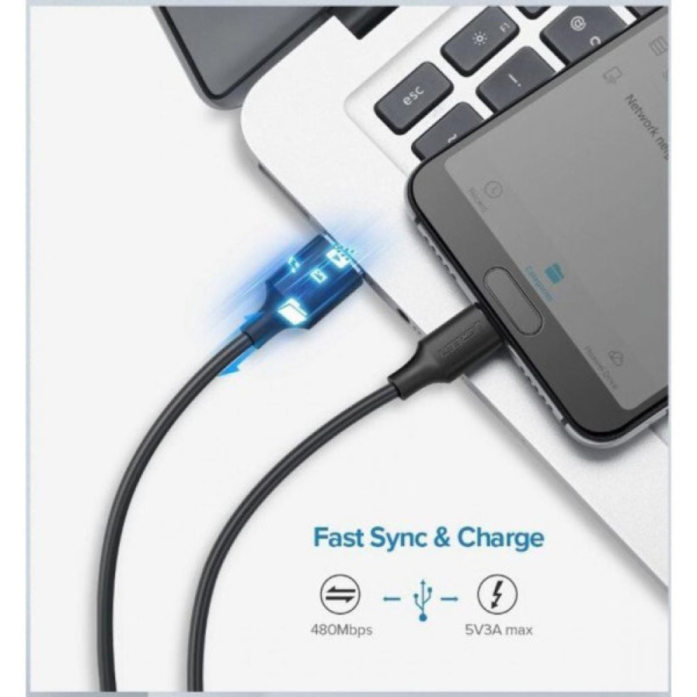 Дата кабель USB 2.0 AM to USB-C 2.0m US287 Black Ugreen (60118)