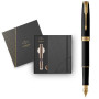 Ручка пір'яна Parker SONNET 17 Matte Black Lacquer GT  FP F + блокнот Parker + подар.упаковка GIFT24 (84 811b24)