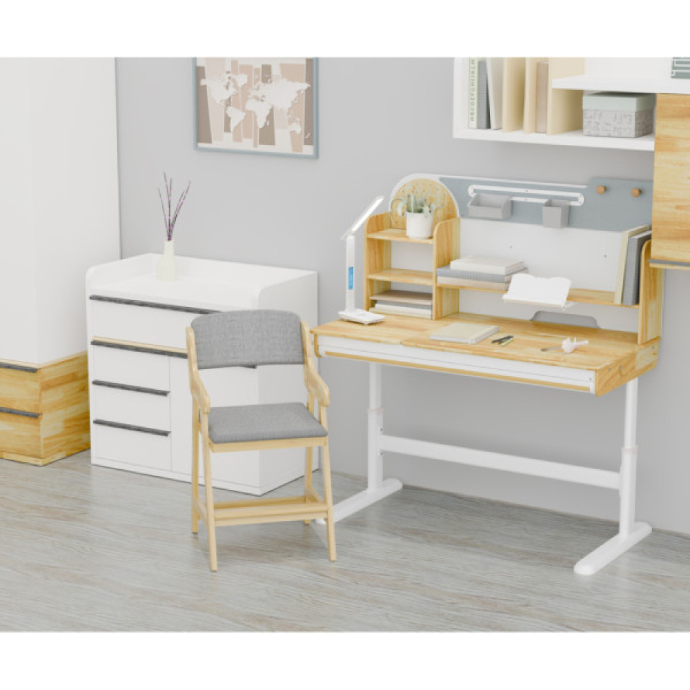 Парта з кріслом Mealux Timberdesk L + крісло Carlo (BD-690 Wood L + KD-050 G)
