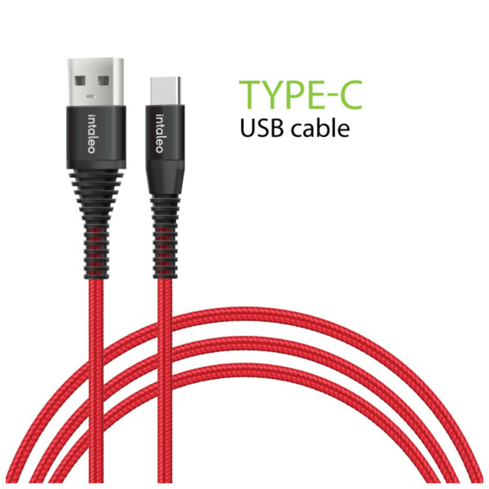 Дата кабель USB 2.0 AM to USB-C 1.2m Red Intaleo (1283126559464)