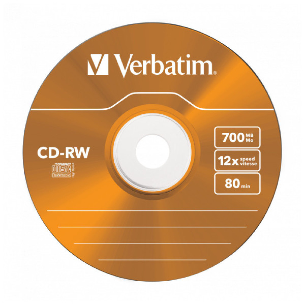 Диск CD Verbatim CD-RW 700Mb 12X SlimBox 5шт Color (43167)