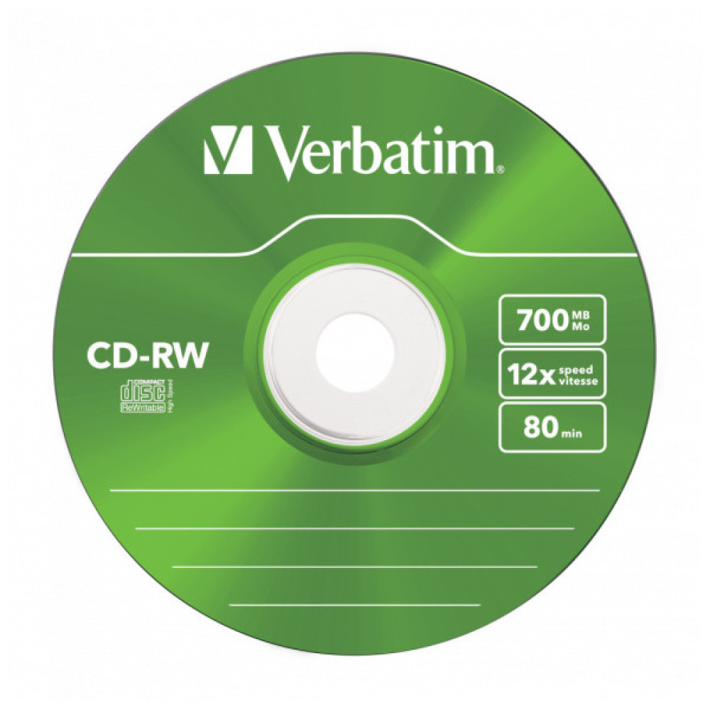Диск CD Verbatim CD-RW 700Mb 12X SlimBox 5шт Color (43167)