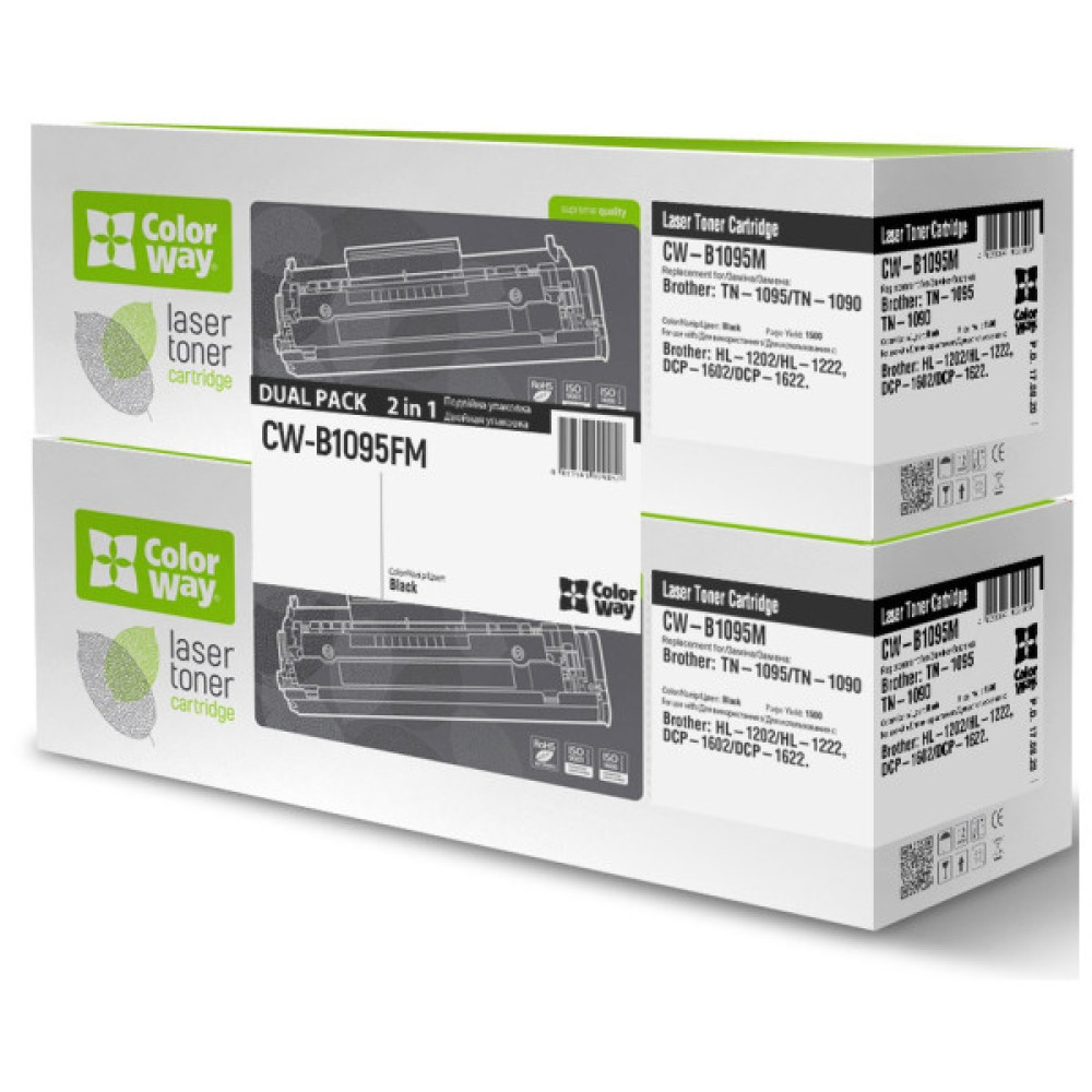 Картридж ColorWay Brother TN1095 HL-1202/DCP-1602 DUAL PACK 2x1,5K (CW-B1095FM) Картридж ColorWay Brother TN1095 HL-1202/DCP-1602 DUAL PACK 2x1,5K (CW-B1095FM)