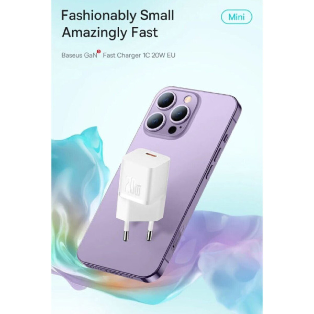 Зарядний пристрій Baseus USB-C PD20W GaN blue (CCGN050103)