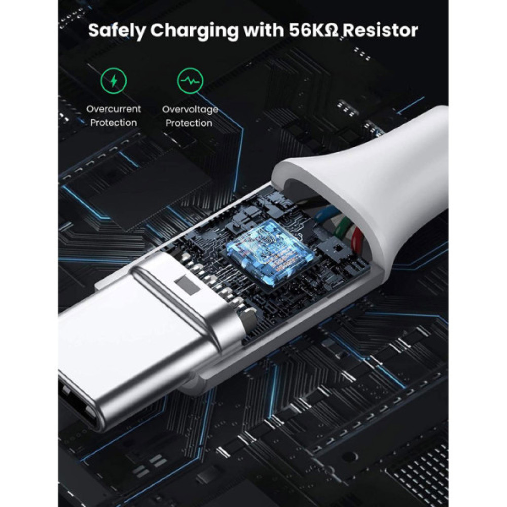 Дата кабель USB 2.0 AM to USB-C 0.5m 3A US288 white Ugreen (60130)