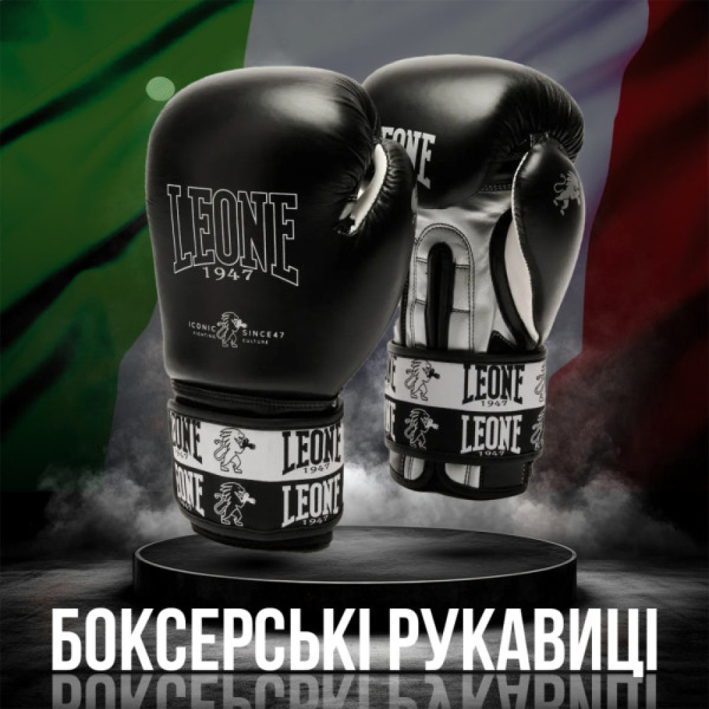 Боксерські рукавички Leone GN208 Iconic Black 12 унцій (GN208_Black_12oz)