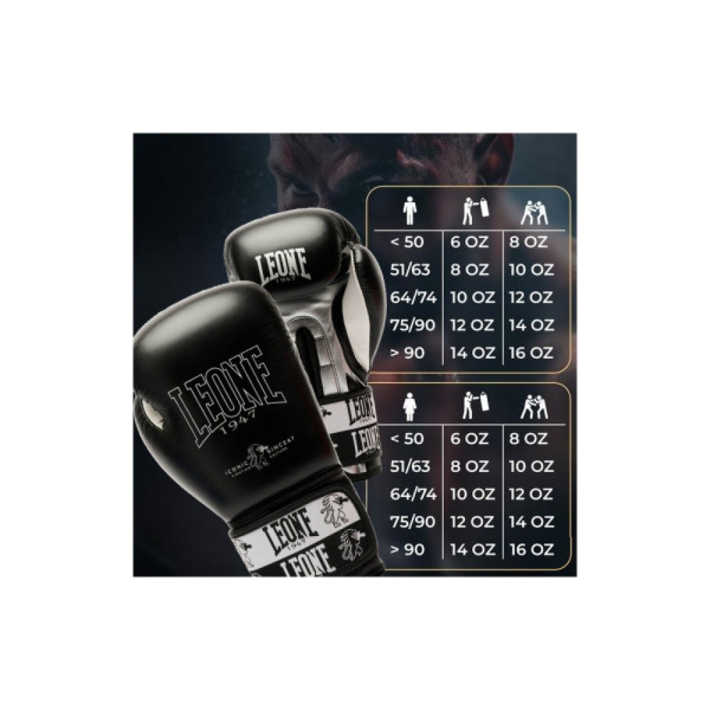 Боксерські рукавички Leone GN208 Iconic Black 12 унцій (GN208_Black_12oz)