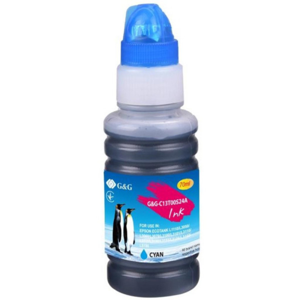 Чорнило G&G Epson L31XX cyan, контейнер 70мл (G&G-C13T00S24A) Чорнило G&G Epson L31XX cyan, контейнер 70мл (G&G-C13T00S24A)