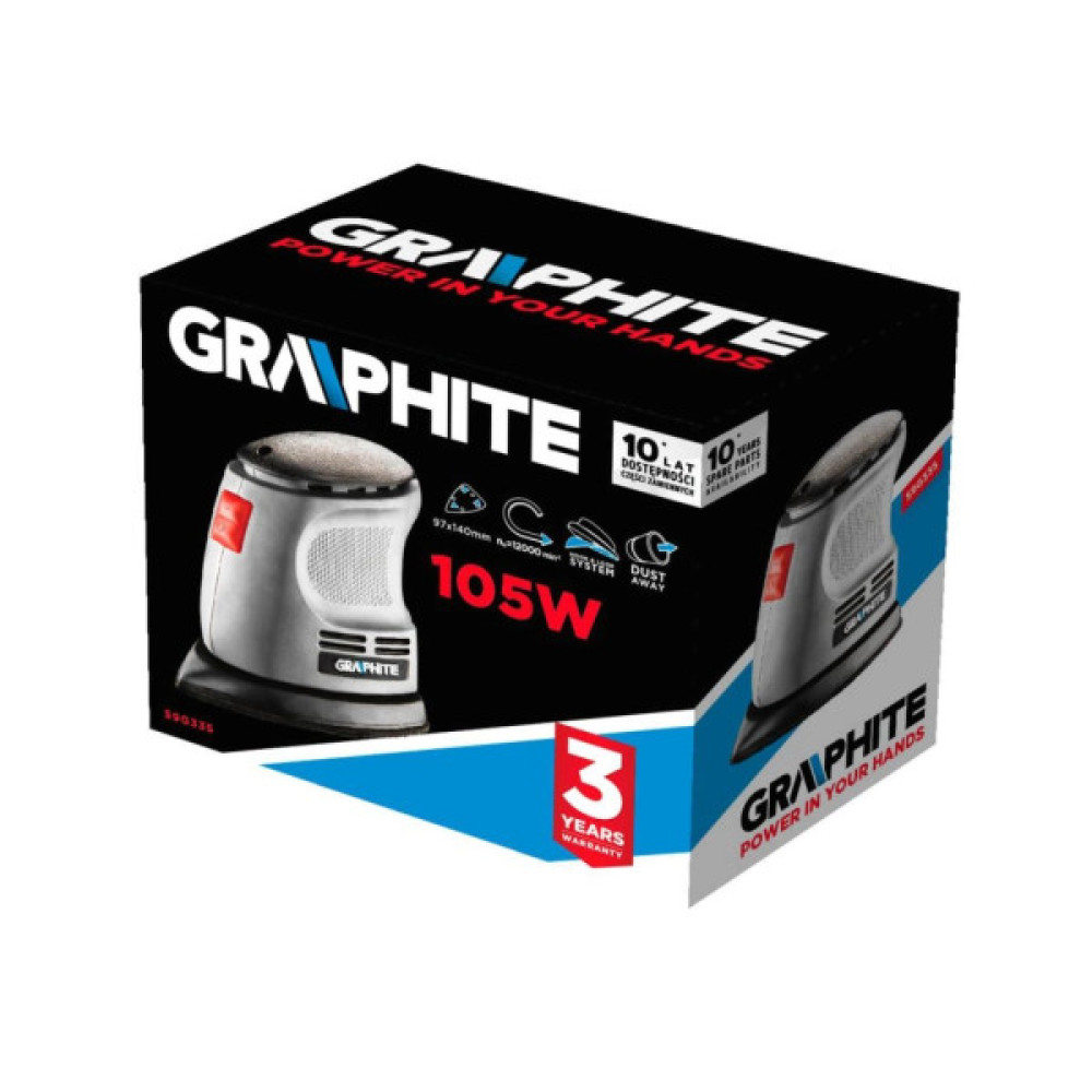 Шліфувальна машина Graphite вібраційна Delta 105W, 140х140х97, 24000кол/хв (59G335)