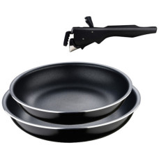 Набір сковорідок Bergner Click & cook, зі знімною ручкою, 22/26 см, чорний (BG-31605-BK)