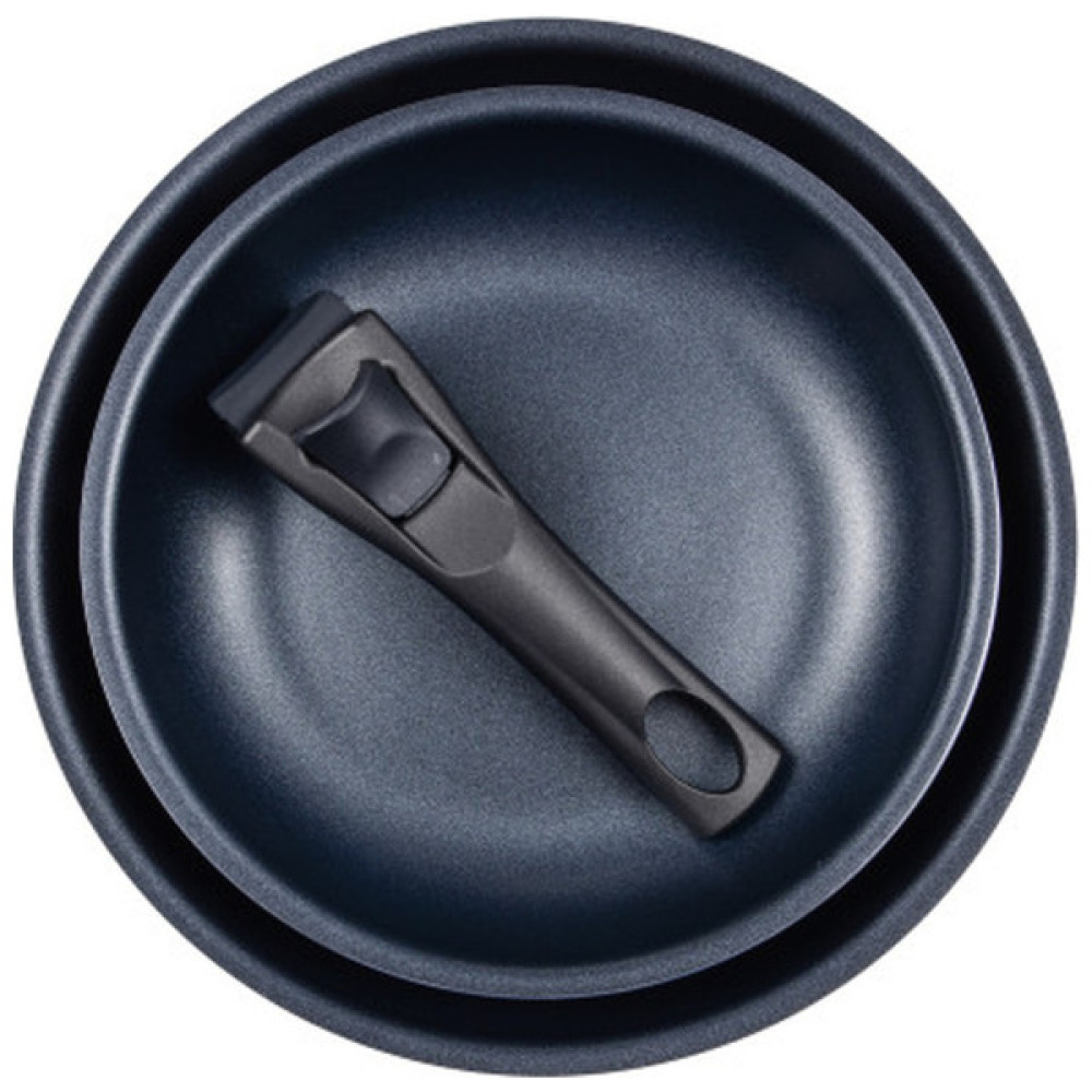 Набір сковорідок Bergner Click & cook, зі знімною ручкою, 22/26 см, чорний (BG-31605-BK)