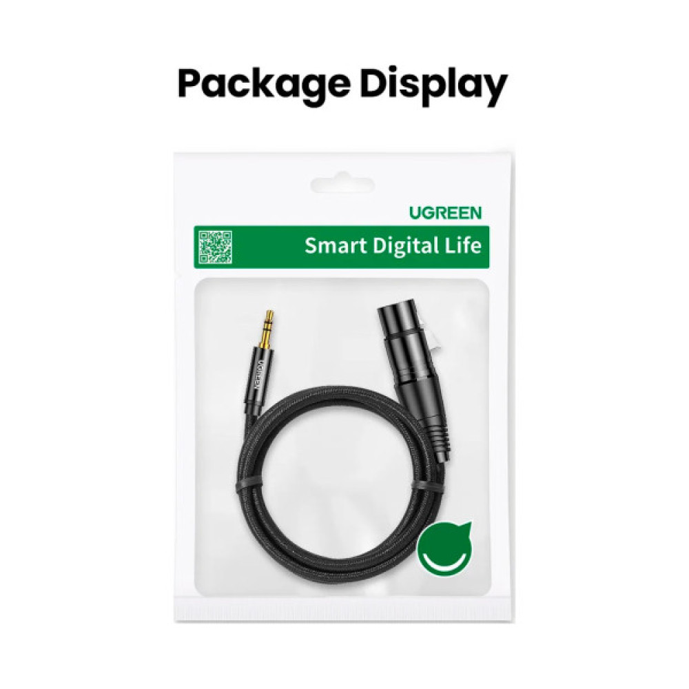 Кабель мультимедійний 3.5mm M to XLR F 1.0m AV182 black UGREEN (20763)