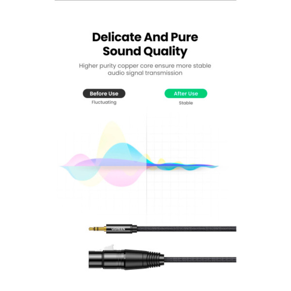 Кабель мультимедійний 3.5mm M to XLR F 1.0m AV182 black UGREEN (20763)
